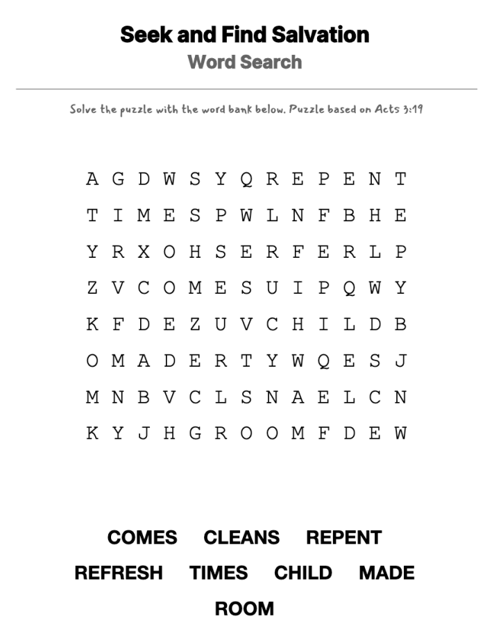 The Cookie Jar word-search